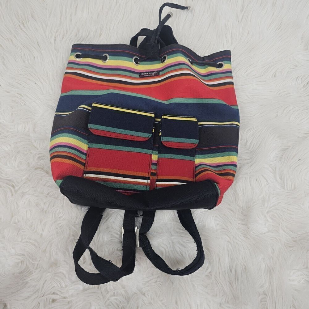 Vintage Kate Spade Striped Bucket Bag Backpack Sling